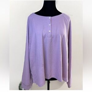 NWT Victorias Secret XXL Top Lounge Thermal Light Purple Sleep Pajamas Henley